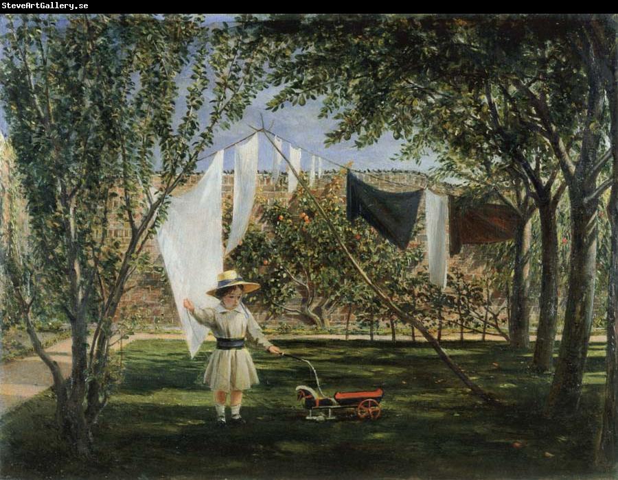 Charles Robert Leslie Child in a Garden with His Little Horse and Cart